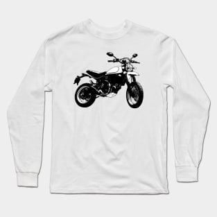 Scrambler Bike Black and White Color Long Sleeve T-Shirt